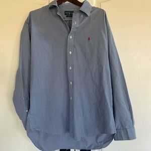 Ralph Lauren Men's Navy and White Gingham Shirt XL Gorgeous!! Classic.
